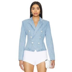 L’Agence Robbie Light Denim Jean Double Breasted Jacket Blazer Small Fitted